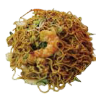 Yakisoba con verduras y gambas