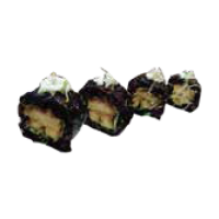 Roll de pollo kimono en arroz negro