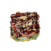 Tarta salmón aguacate y arroz frito