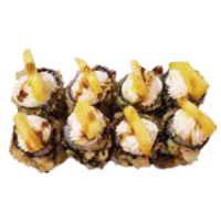 Maki de salmón frito arriba con philadelphia y mango